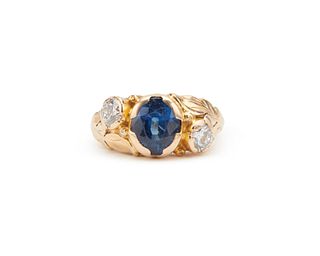 SUSAN PEABODY OAKES 14K Gold, Sapphire, and Diamond Ring