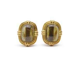 MING'S 18K Gold and Smoky Quartz Earclips