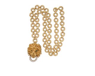 18K Gold and Diamond Lion's Head Pendant/Brooch Necklace/Bracelet