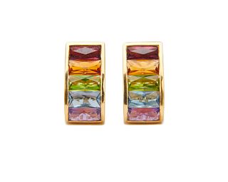 18K Gold and Gemset Earclips