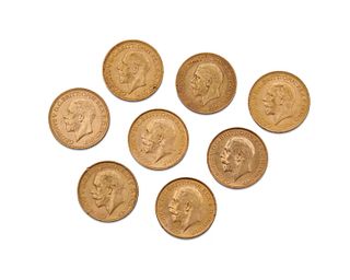 Eight English George V Gold Coins