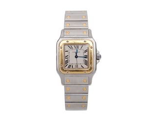 CARTIER Stainless Steel and 18K Gold "Santos Galbée" Wristwatch