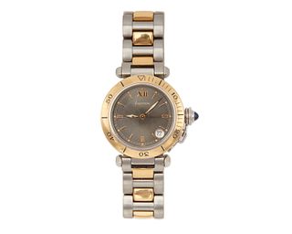 CARTIER Stainless Steel and 18K Gold "Pasha de Cartier" Wristwatch