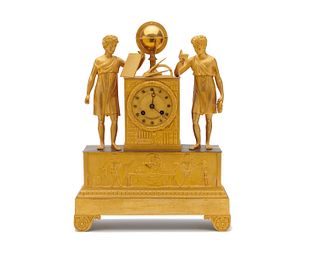 Neoclassical Gilt Bronze Figural Mantel Clock, Brothers Melly, 19th century
