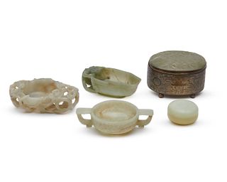 Collection of Five Chinese Carved Jade Items