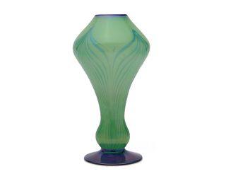 LOUIS COMFORT TIFFANY Green and Blue Favrile Glass Vase