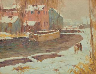 ALFRED RICHARD MITCHELL, (American, 1888-1972), Gray Thaw (after John Fulton Folinsbee), oil on board, 16 x 20 in., frame: 22 1/2 x 26 1/2 in.
