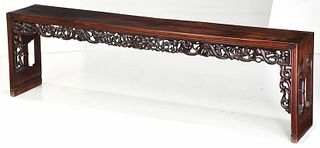 Chinese Fine Carved Hardwood Bench