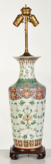 Fine Chinese Famille Verte Vase Mounted as Lamp