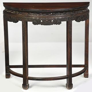 Chinese Demilune Carved Pier Table