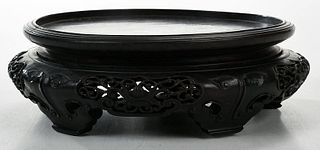 A Chinese Carved Hardwood Stand, with Two Others