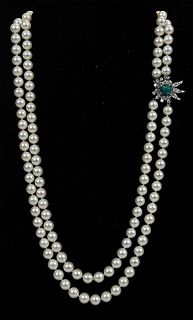 Platinum, Gold, Pearl and Diamond Necklace