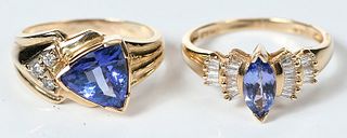 Two Gemstone and Diamond Rings