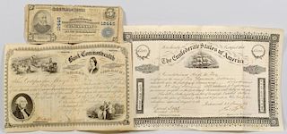 Civil War era Bond & Stock Certificate, $5 Railway Clerk Currency