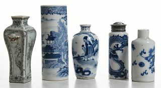 Four Blue and White Bottles, Encre de Chine Vase