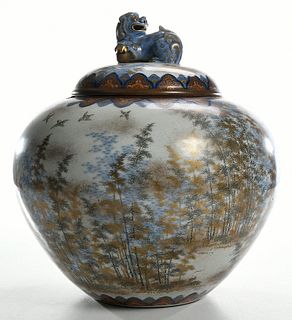 Large Japanese Fukagawa Imari Lidded Jar