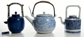 Three Asian Porcelain Tea Pots 