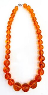 GRADUATING BEADED FAUX BUTTERSCOTCH AMBER NECKLACE