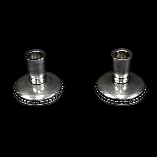 Pair of Georg Jensen Sterling Candle Holders