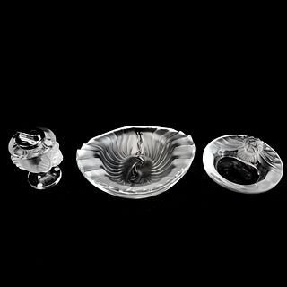 Three (3) Lalique Crystal Tableware