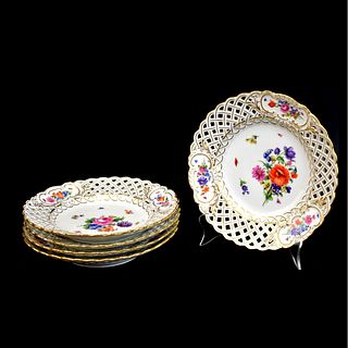 Five (5) Antique Meissen Porcelain Plates