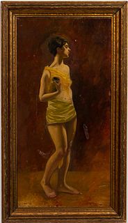 JOHN HABERLE, WOMAN WITH JUG, SIGNED OIL