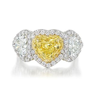 1.53-Carat Heart-Shaped Fancy Vivid Yellow Diamond Ring
