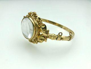 Victorian 14K Yellow Gold Bangle with Rock Crystal