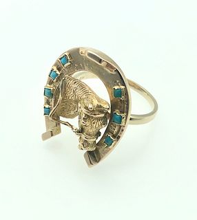 Victorian 14K Yellow Gold Horse Shoe Ring