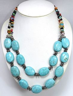Vintage Faux Turquoise & Multi-Gemstone Necklace
