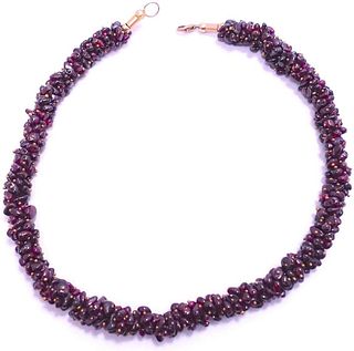 Garnet Cluster Beaded Necklace, Vintage
