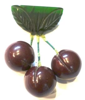 Bakelite Cherries Brooch, Vintage