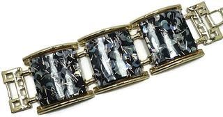 Black & Gray Confetti Lucite Bracelet, Vintage