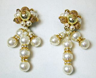 DeMario Faux Pearl Cluster Drop Earrings, Pair