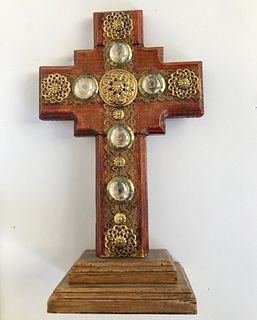 Mid-Century Continental Standing Wood Cross
