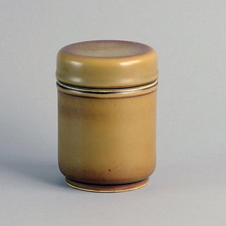 Modern Bing & Grondahl Yellow Ochre Lidded Jar