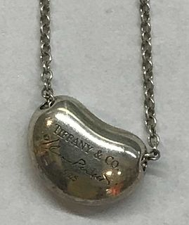 Tiffany Elsa Peretti Sterling Silver Bean Necklace