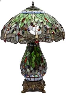 Tiffany Manner ‘Dragonfly’ Leaded Glass Table Lamp