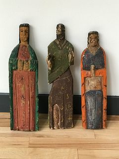 Polychrome Wood Santos Figural Sculptures, 3