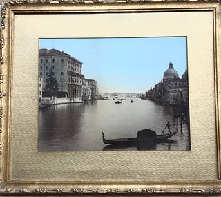 Early 20th C. Hand Tinted Photo Grand Canal Venice