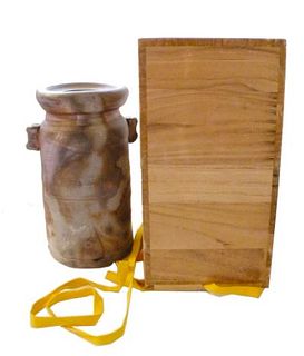 Signed Japanese Raku Vase in Original Wood Box