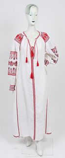 South American Embroidered Linen Folk Dress
