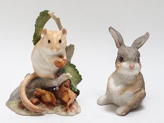 Boehm Rabbit & Cybus Mouse Porcelain Figures 2 Pcs