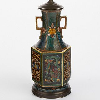 Japanese Kutani Porcelain Dragon Vase - Lamped