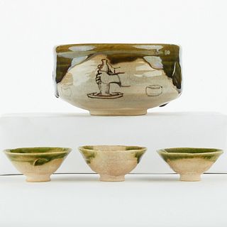Set 4 Japanese Oribe Ceramics