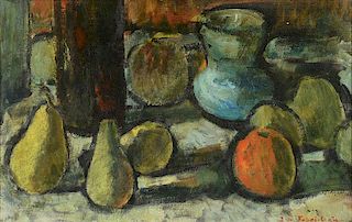 Jose Fabri-Canti oil, still life with pears