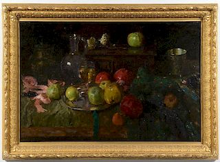 Rene Reinicke, Still Life with Wine and Apples