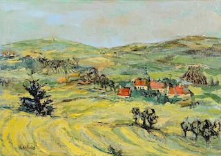 Renee Theobald, o/c landscape with houses