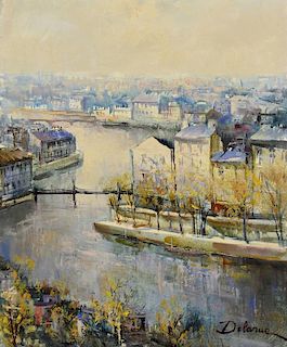 French Oil on Canvas Paris Scene, DeLaRue