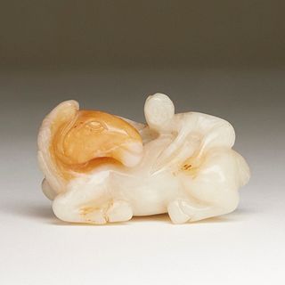 Early Chinese Jade Carving of Monkey on a Horse